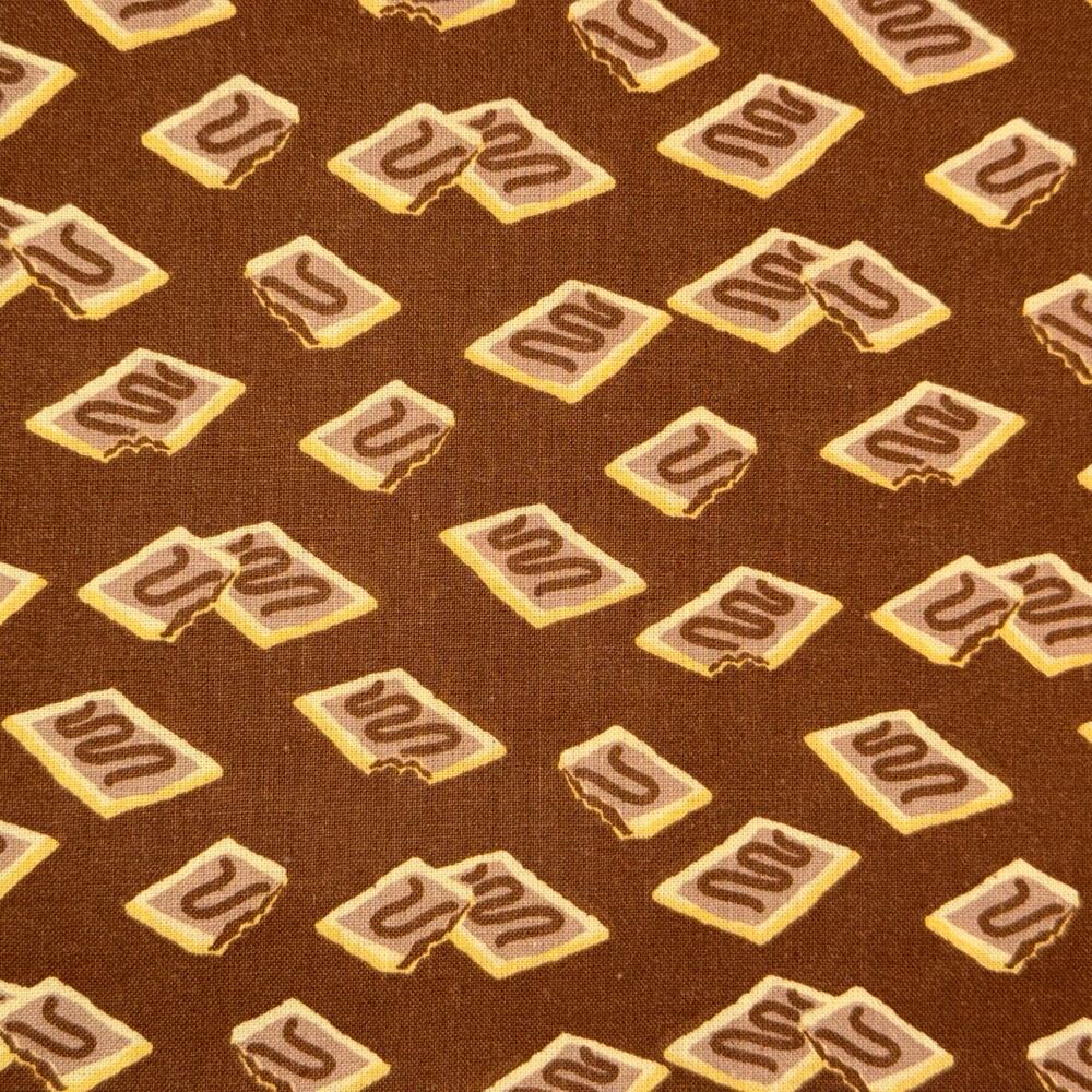 Brown Chocolate Pastry Tarts Cotton Fabric- 1/2 Yard - Sweet Breakfast, Poptart